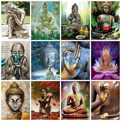 Pictură cu diamant complet rotund/pătrat Buddha Home Decor Broderie cu punct de cruce Religie Mozaic Autocolant de perete Artă cu diamant