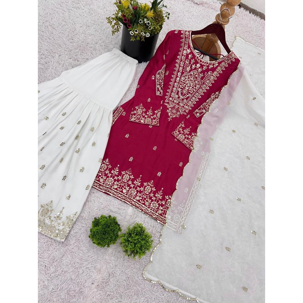 Women Bollywood Ready To Wear Party Wear Sharara Suit Salwar Kameez Set Dress SC-2204