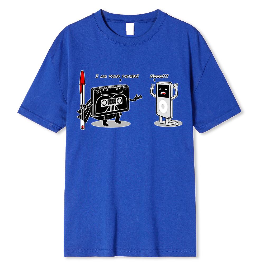 Baumwoll-T-Shirt Ich bin dein Vater Lustiges Vintage-Bedrucktes T-Shirt für Männer Frauen Hochwertiges Baumwoll-T-Shirt 80er 90er Kassette MP3 Griff T-Shirt