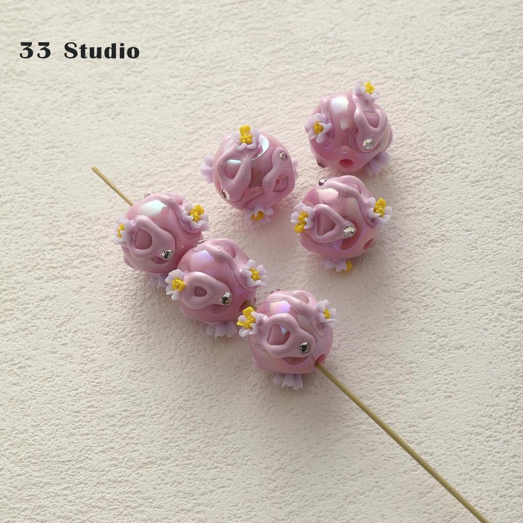 Pure Hand-painted Beads Stickers Diamonds Set Pearl Diy Jewelry Accessories Material Package Beads Car Pendant Cell Phone Chain Beads