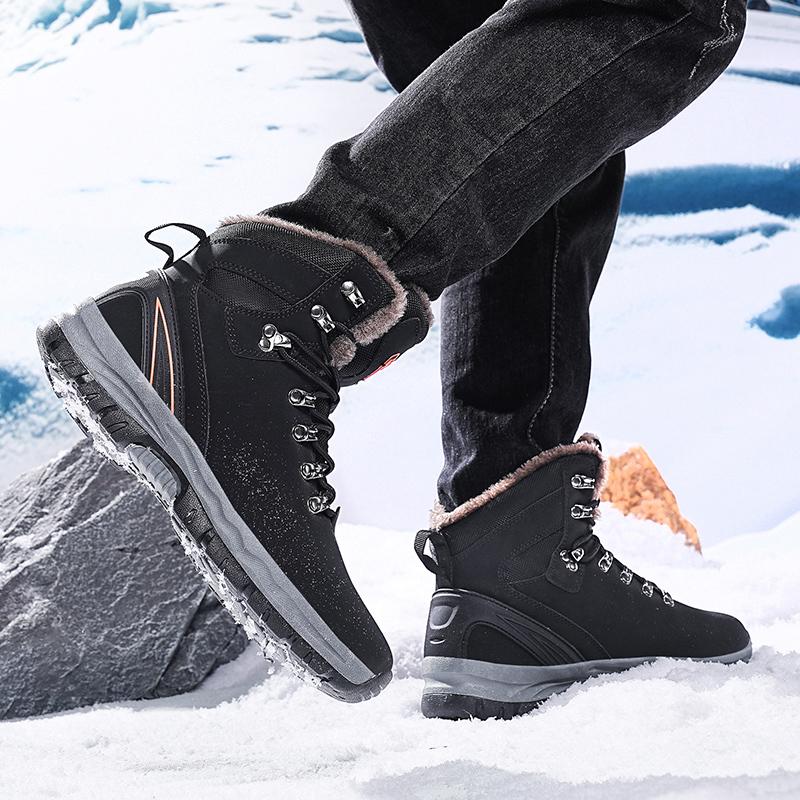 TUINANLE Chaussures d'escalade d'hiver pour hommes Chaussures de neige d'extérieur antidérapantes Imperméables Chaudes en coton Bottines de cheville en peluche à semelles épaisses