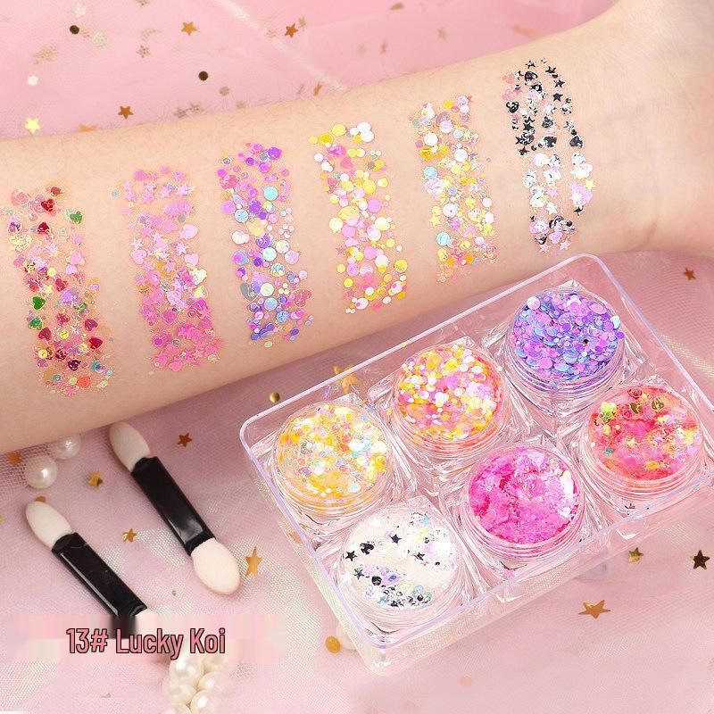 Star Glitter Gel Eyeshadow Palette with Crystal Sparkles Eyelid Patches - No Glue Needed