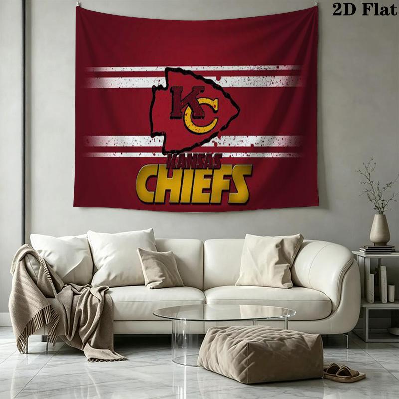 Kansas City Chiefs Wall Tapestry Aesthetic Wall Hanging Printed Fabric Blanket Decorative Tapestries for Bedroom Living Room Home Decor