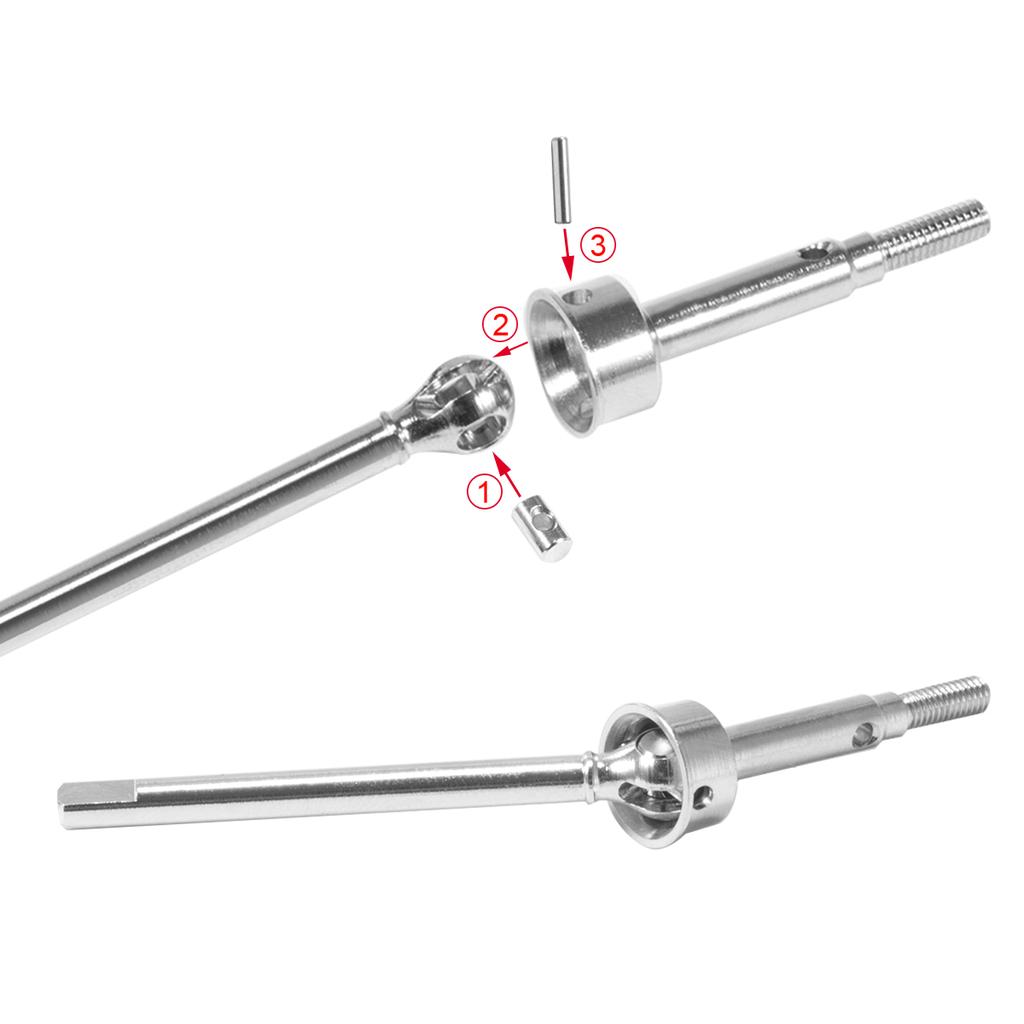 Steel Front Rear Axle Shafts 5mm Extended +2mm Thread Longer Driveshaft for 1/18 RC Crawler Car TRX4M Upgrade Parts