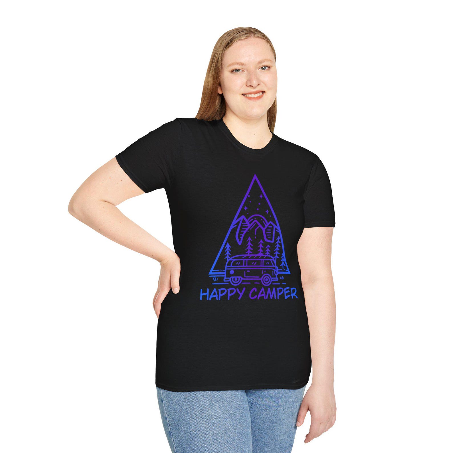 Happy Camper T-Shirt, Camping Tee, Outdoor Adventure Shirt, Nature Lover Top, Campsite Clothing S