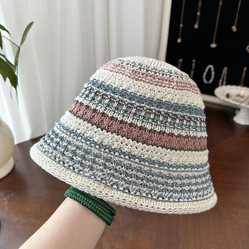 Color Matching Fisherman Hat Children Spring and Summer Fashion Sunscreen Hat Hollow Bucket Hat Retro Basin Hat