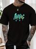 2025 Summer Essential Mens Streetwear Casual Tshirt Vibrant Artistic Graffiti Advance Drip Print 100 Cotton Short Sleeve Top