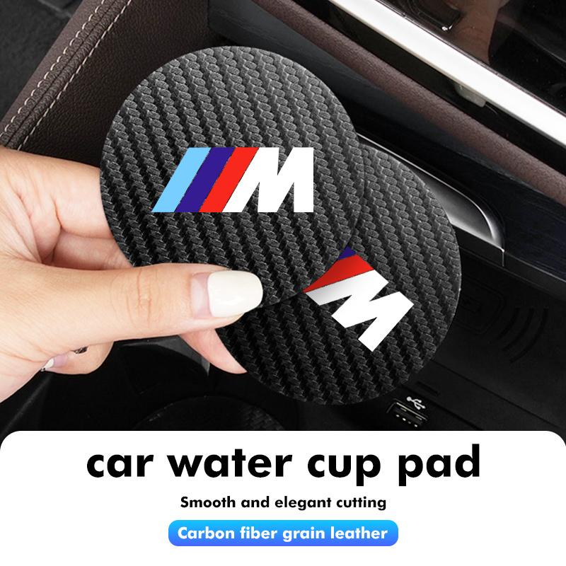2pcs Car Cup Holder Insert Pad Emblem Coaster Anti-Slip Mat For BMW M 1 3 4 5 6 7 Series X1 X3 X4 X5 G20 G38 F48 E36 E39 blcp03