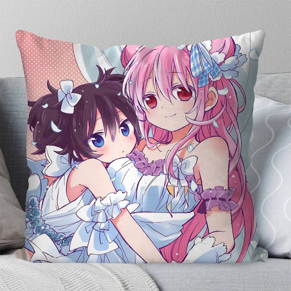 Anime Happy Sugar Life Pillow Case Square Pillow Bedroom Sofa Leisure Comfort Cushion Car Living Room Home Decoration