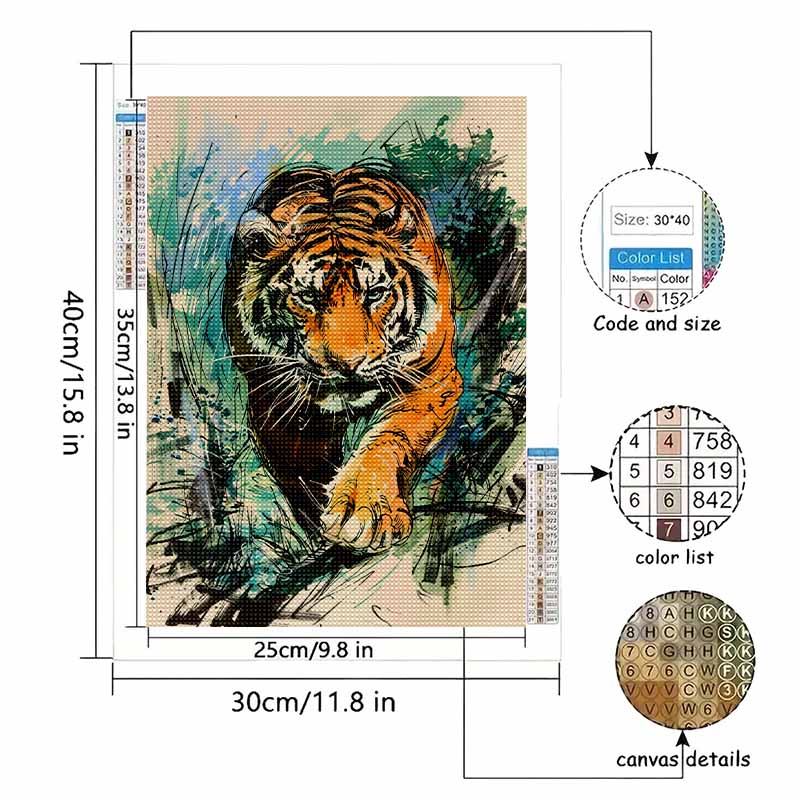 New Arrival 5D DIY Full Circle Diamond Painting "Tiger" Embroidery Cross Stitch Home Decor Gift