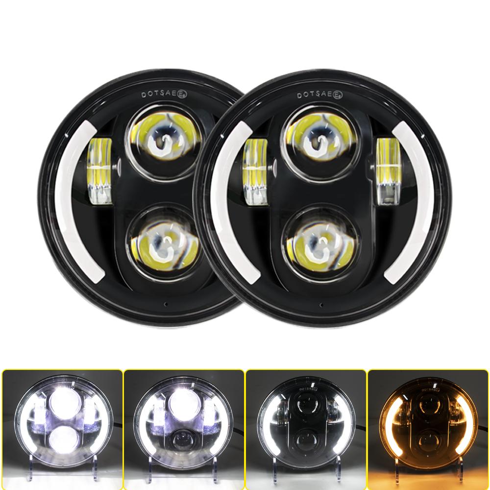 2 Pcs 5 3/4" Motorcycle Headlamp 5.75 Inch LED Headlight for Harley Triumph Rocket Iii 3 Speed Triple Street Triple Thunde