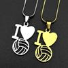 I Love Volleyball Simple Chain For Women Men Stainless Steel Gold Color Sports Theme Male Hiphop Necklace Jewelry Accessory