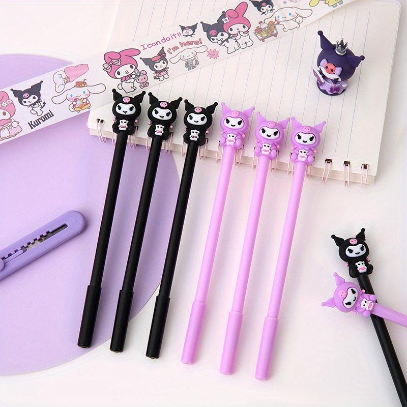 Sanrio 12/ 30PCS Black Kuromi Anime Gel Pens Cute Fairy Character Design 0.5mm Black Ink Ideal for Playful Gifts Office Signature Pen, Back School