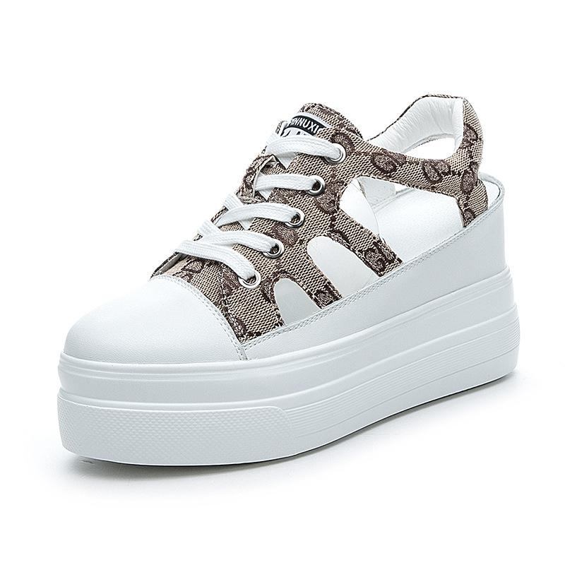 Shoes women's summer 2025 platform sandals women's casual muffin inner height increase women's shoes hollow breathable Korean version fashion
