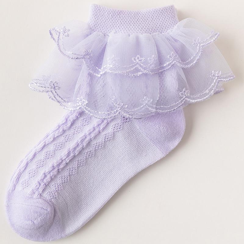 1-15Years Kids  Sprng Summer Baby Princess Socks For Girls  Solid Lace Cotton Soft Fashion Sweet Children's Socks