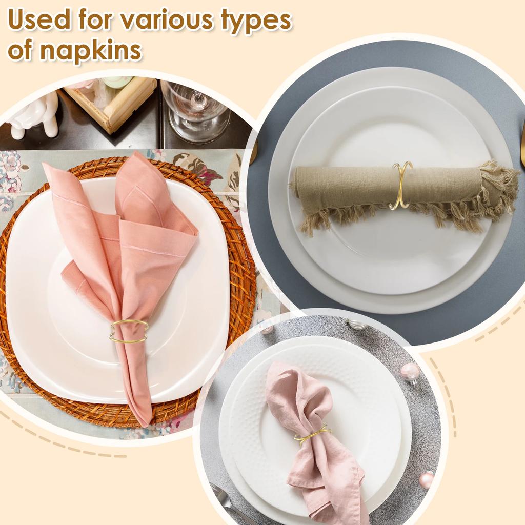 24 Pcs Gold Napkin Ring Set Metal Dinning Table Napkin Ring Hotel Table Decoration Napkins Holder for Wedding Party Christmas