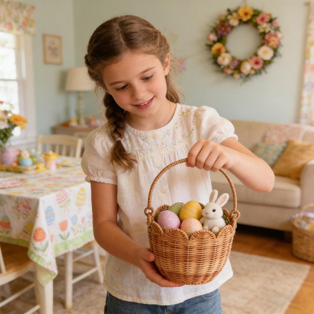 Wicker -shaped Basket, Storage Basket, Children's Outdoor Hand-held Picnic Basket, Hand-woven Flower Basket