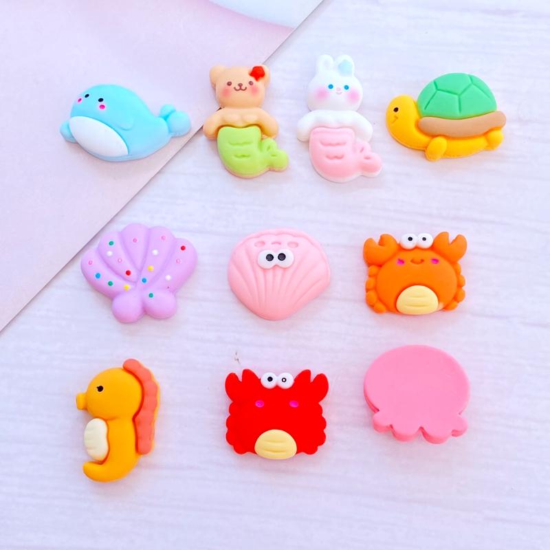 10Pcs New Mini Cute Marine Animal Series Flat back Resin Cabochons Scrapbooking DIY Jewelry Craft Decoration Accessorie