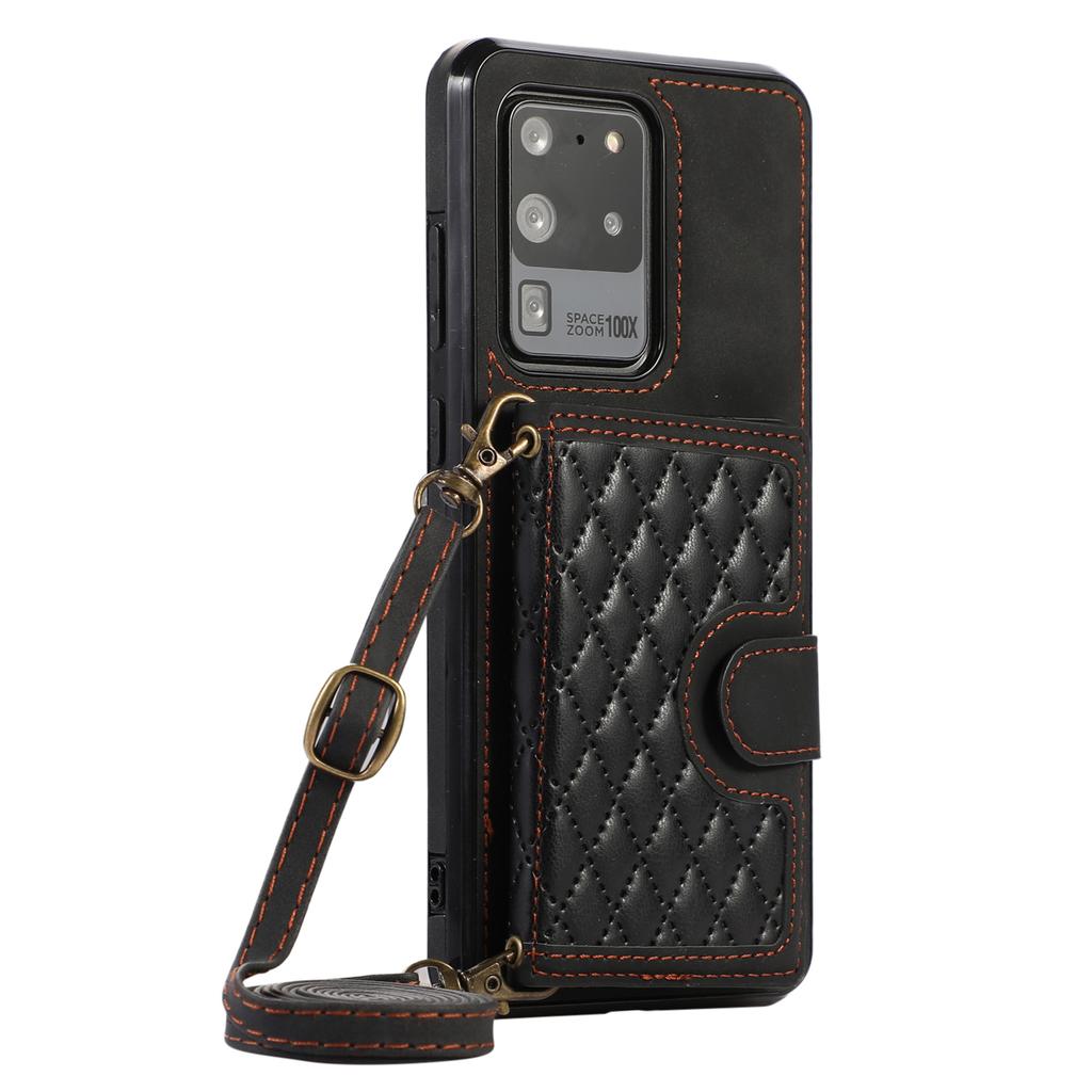 Phone Case for Samsung Galaxy S20 Ultra Card Holder TPU+PU Leather Kickstand Phone Cover