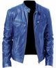 Spot Winter Business Gentleman Warm Zip Cardigan Pocket Decorative PU Leather Jacket Stand Neck Slim Leather Jacket