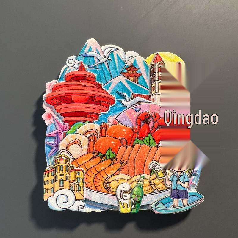 2025 3D Циндао Туристическая Достопримечательность Магнит на Холодильник Сувенир