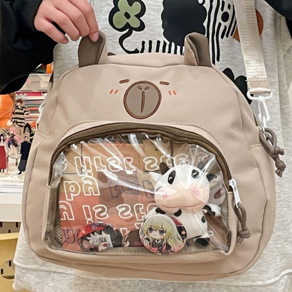 Japanese Style Transparent Itabag Harajuku Canvas Tote Bag Fashion Capybara Shoulder Bag Travel
