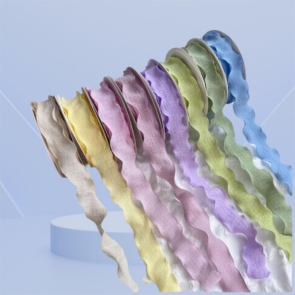 Kreative 10 Yards Fischschwanz-Garnbänder 2,5 cm Geschenkverpackung Sträuße Chiffonband Wellenkante Plissiert Geschenke Verpackungsmaterial