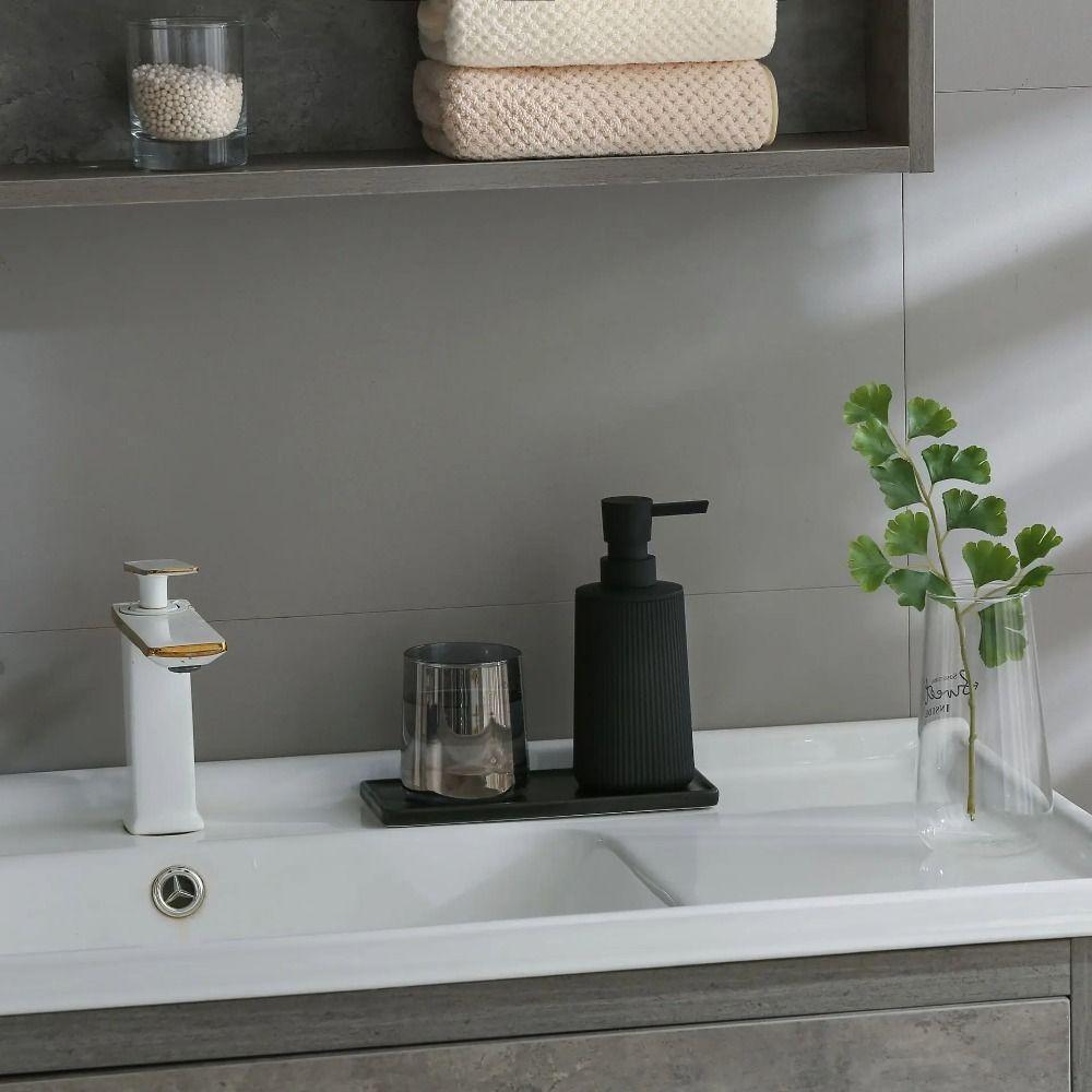 Modern Ribbed Handwash Container 380ml Capacity Soap Lotion Bottle Bathroom Use