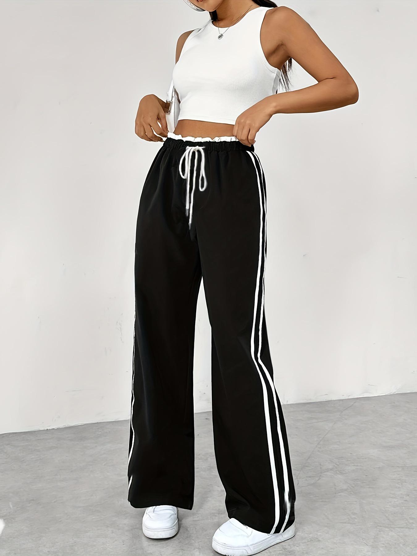 

Нові чорні спортивні штани прямого крою з еластичною талією в стилі ЄС та США - Жіночі повсякденні штани на осінь/зиму XL