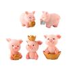 Søt Resin Penger Lucky Pig Figur Statue DIY Miniatyr hagebord ornament