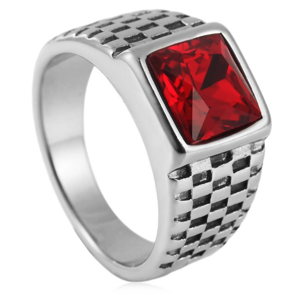 New European and American simple gold gemstone titanium steel ring for men and women