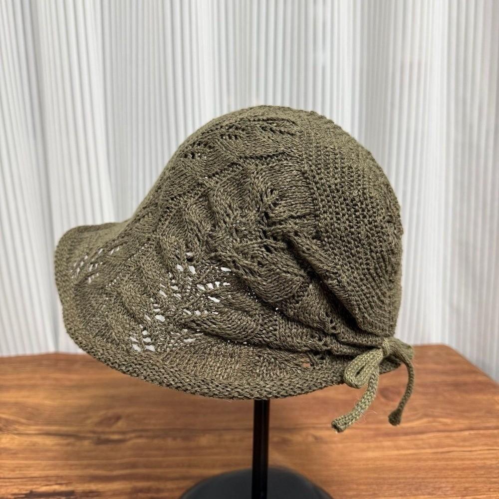 

Retro Hollow Out Crochet Bucket Hat Sun Protection Breathable Basin Cap Adjustable Soft Knitted Fisherman Hat