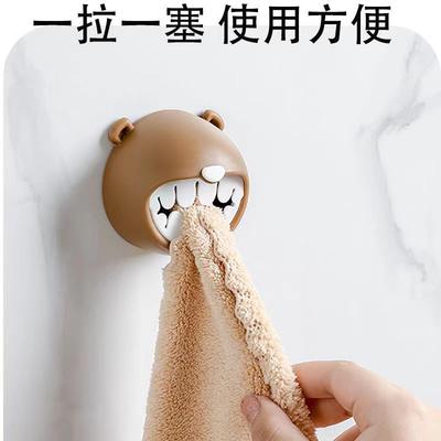 Bear-shaped Towel Rack Bathroom No-Drill Towel Hook Kitchen Cloth Holder Dishcloth Storage