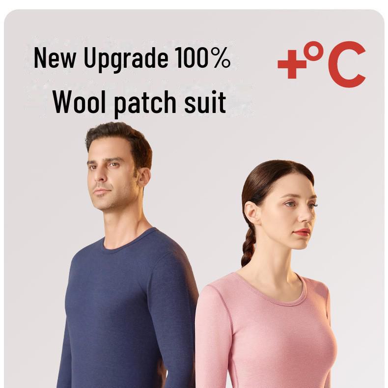 Women's Round Neck and Men's High Collar Thermal Set: Plus Velvet Autumn Wear & Thickened Winter Underwear