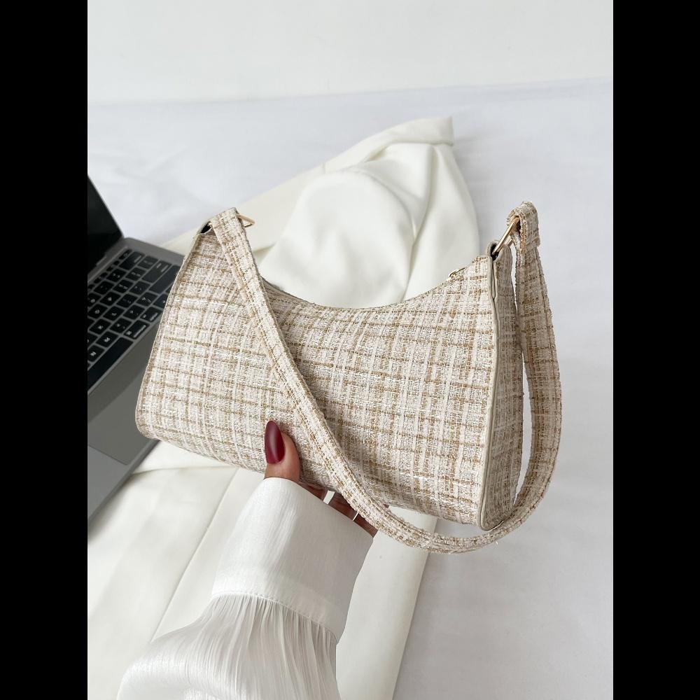Colorblock Plaid Pattern Bag Handbag, Shoulder Bag Minimalist, Casual Lightweight, Portable For Women Girl Gift Bag, Work, Business