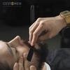 CESTOMEN Herren Rasierer mit gerader Kante, Edelstahl, professioneller Friseurmesserhalter, zusammenklappbar, Holz, manuelles Rasieren, Rasierer, Friseur-Werkzeuge