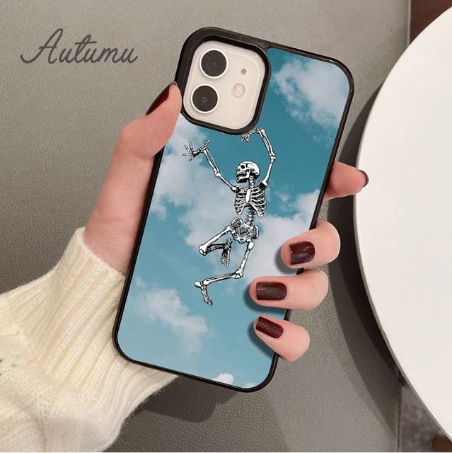 Straszna Czaszka Śmieszny Taniec Szkielet Etui na Telefon dla iPhone 11 12 13 14 Pro Max mini XR XS SE 2020 6S 7 8 Plus Samsung S21 S22 Pokrowiec