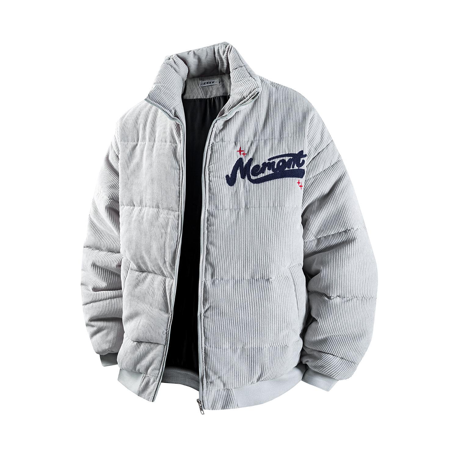 Unisex Trendy Brand Embroidered Corduroy Cotton Jacket 2026 - Loose Fit Winter Outerwear XL