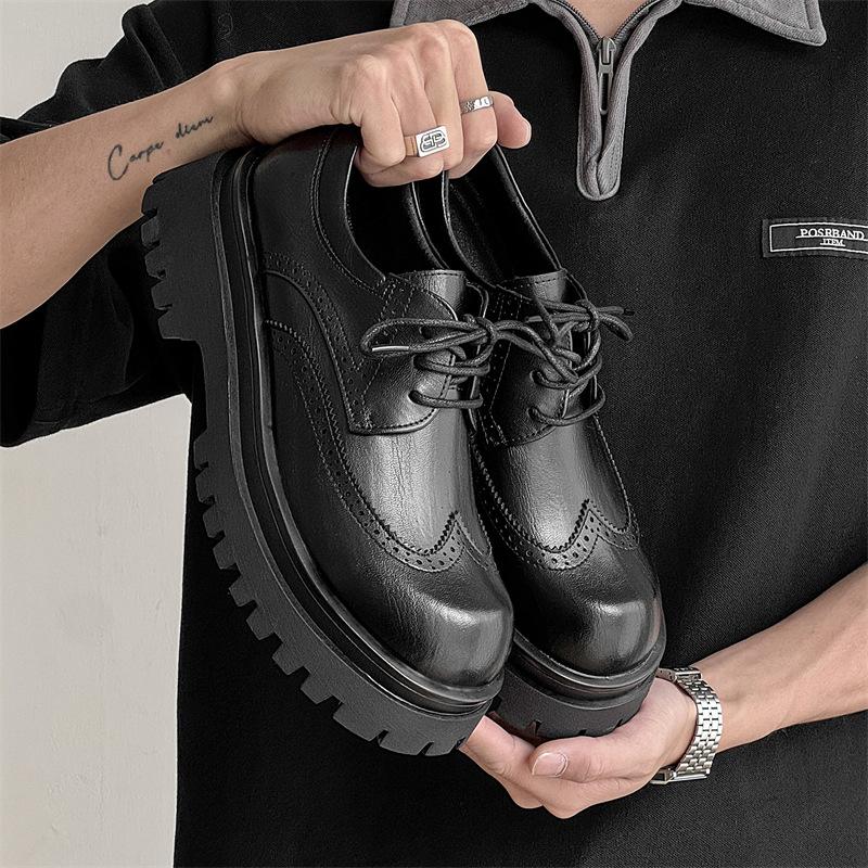 

Весна 2025 года, новые туфли с большой головой в британском стиле, с круглым носком, с низким верхом, универсальные японские туфли на платформе, модные кожаные туфли 1808-J 38 чёрный