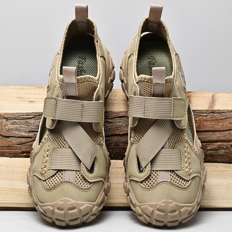Fashion Men's Breathable Mesh Shoes Classic Travel Hiking Shoes Summer Outdoor Walking Sneakers Anti-collision Toe Male Treking Footwear