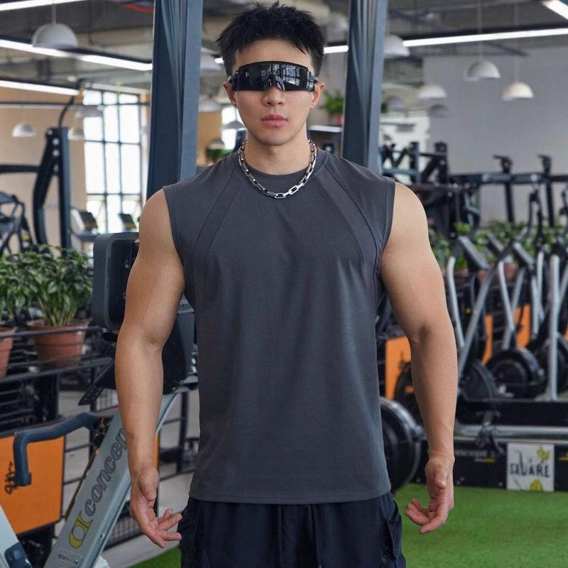 American Style New Men's Vest for Outdoor Running, Training, Sports, Fitness, Solona Cotton Breathable Solid Color Top