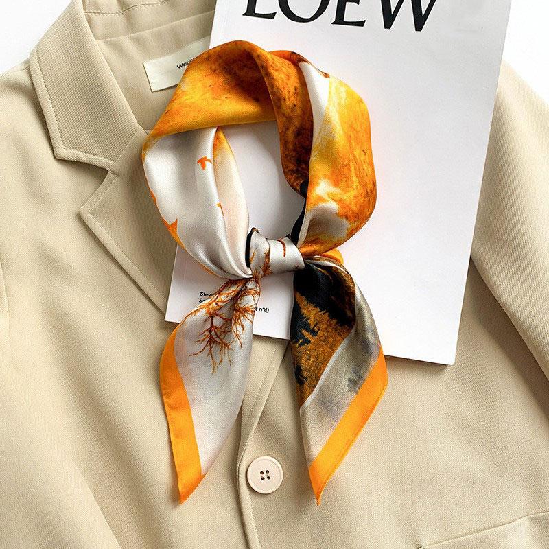Szalik 100% Jedwab Damski Jedwab Morwowy Luksusowy Wysoka Jakość Kwadratowy Modny Nadruk Chustka do Włosów Chustka na Szyję Szal Damski Zawijki Hidżab Bandana Szaliki