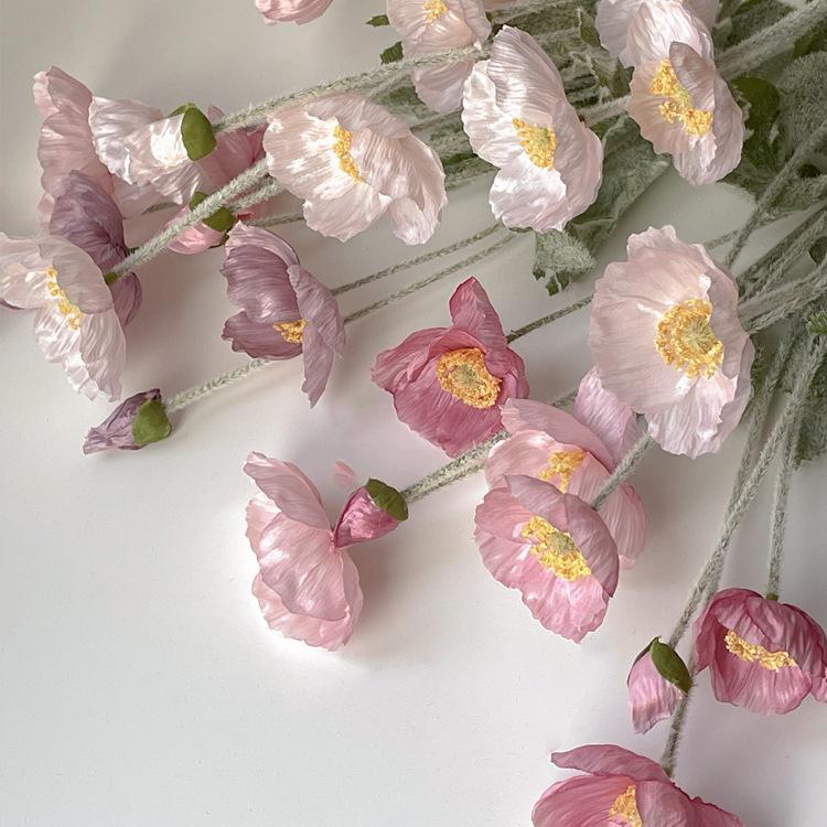 Poppy Pink Icelandic Artificial Flower Bouquet for Living Room Decoration