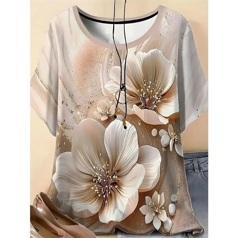 3D-gedrucktes Damen-T-Shirt Sommer Atmungsaktiv Vielseitige Mode-Tops