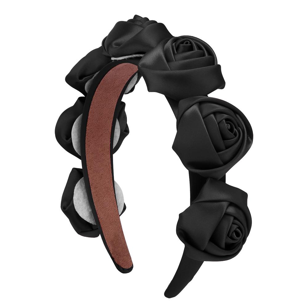 

Атласная роза широкая повязка на голову винтажный стиль повязка для волос для женщин девушки аксессуары для волос свадебный костюм головной убор ручной работы головной убор