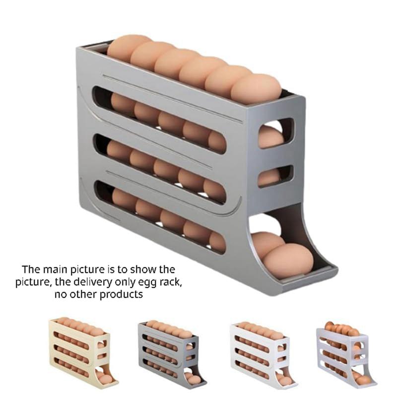 M-Modern-4 Tiers Egg Holder For Fridge,Egg Holder For Refrigerator, Eggs Dispenser Auto Rolling Egg Tray Storage 30 Egg