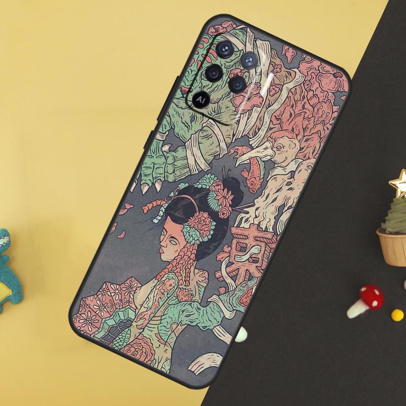 Japanese Geisha Case For Oppo A80 A60 A40 A54 A74 A94 A18 A38 A58 A78 A98 A96 A76 A16 A15 A17 A57 A5 A6 Pro