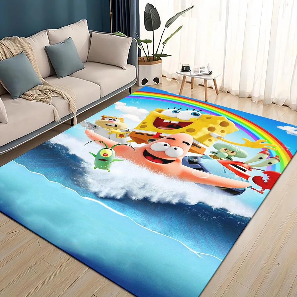 3D Cartoon S-SpongeBob Funny Area Rug,Carpet Rug for Living Room Bedroom Sofa Doormat Decoration,kids Non-slip Floor Mat