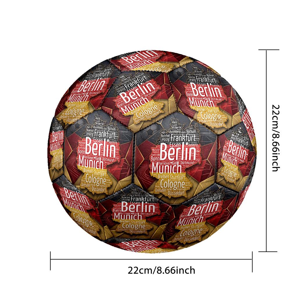 Pallone da Calcio Stampato Germania Taglia 5 Resistente all'Usura Standard da Allenamento per Adulti Regalo per tifosi per Partite Sportive Indoor Outdoor