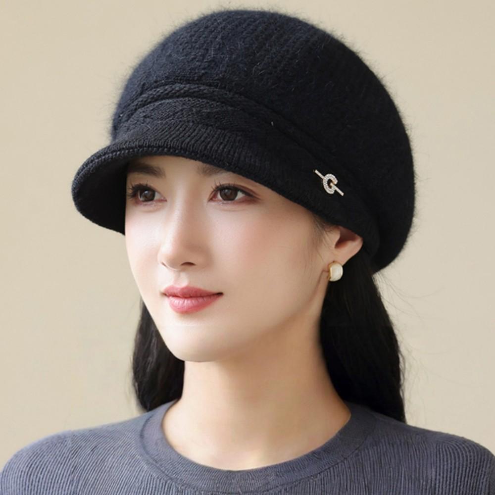 Ny Dame Mote Vinter Varm Lue Plysjfôr Dandy Hatter For Damer Casual Kaninpelsblanding Streetwear Strikkelue